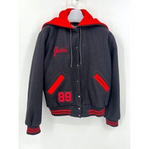 Vintage 1980s Letterman Jacket Nelson's Clackamas High School Black & Red‎ 1989